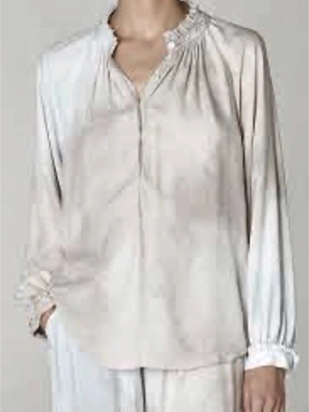 Raquel Allegra Ivory Ruched Neck Blouse